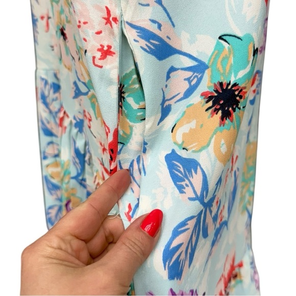 Tolani Collection Iggy Floral Dress Large, Floral Ruffle V Neck Midi Dress - Picture 10 of 14